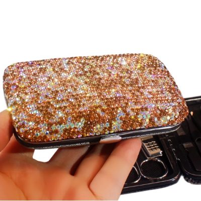 Bling Rhinestone Manicure Set Nail Clippers Pedicure Kit-8 Pieces-gold